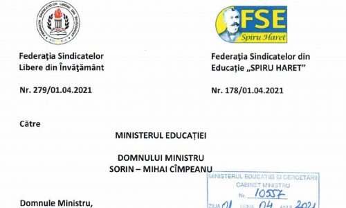 FSE „SPIRU HARET“ și FSLI solicită Ministerulului Educației să nu oblige unitățile de învățământ să programeze cadrele didactice în concediu forțat pe perioada vacanțelor